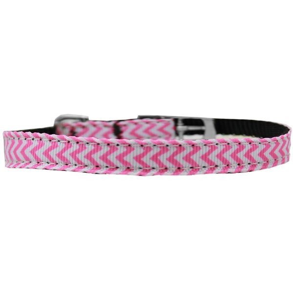0.38 in. Chevrons Nylon Dog Collar with Classic BucklePink Size 8, Mirage Pet Products, Mfr#: 126-259 38PK8